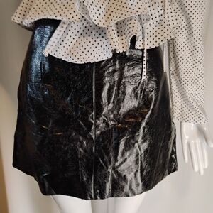 Divided Shiny Black Mini Skirt